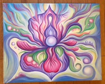 Flowing Flower Fantasia - Abstract floral oil painting on canvas, 16 x 20 by Tiffany Davis-Rustam