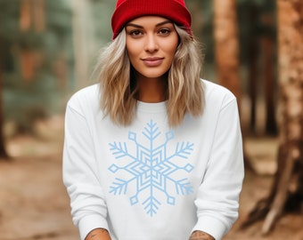 Sweat-shirt flocon de neige - Sweat-shirt de Noël - Sweat-shirt d’hiver Couleurs confort - Sweat-shirt de vacances d’hiver - Pull de Noël