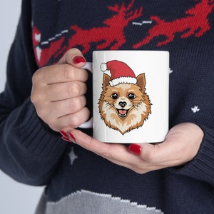 Pommy Weihnachtskeramikbecher - Pommerschen Weihnachtsbecher - Hundeweihnachtsbecher - Pommerschen Geschenk - Hund Feiertagsgeschenk
