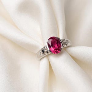 925 Sterling Silver Lab Grown Ruby Ring With Tension Setting Also Available in Gold