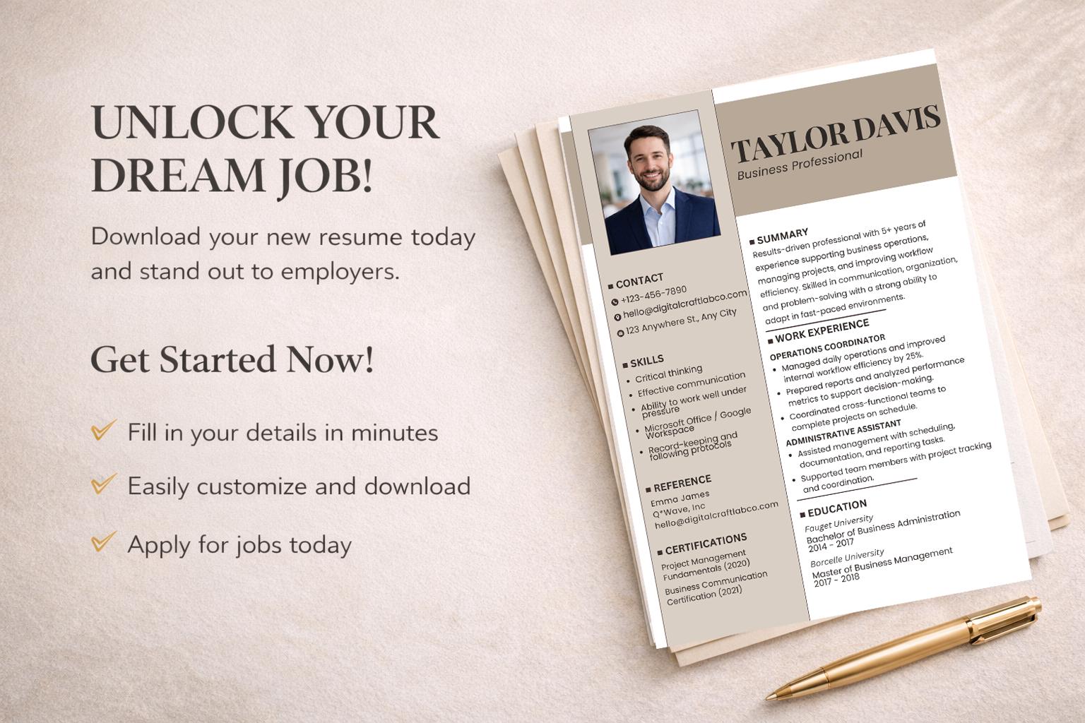 Canva Editable Modern Resume Template With Photo | 2026 Professional ...