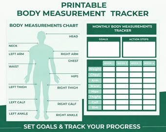 Editable Canva Body Measurements Tracker | Fitness Results Chart | Journal & Planner Page | Instant Digital Download Printable PDF