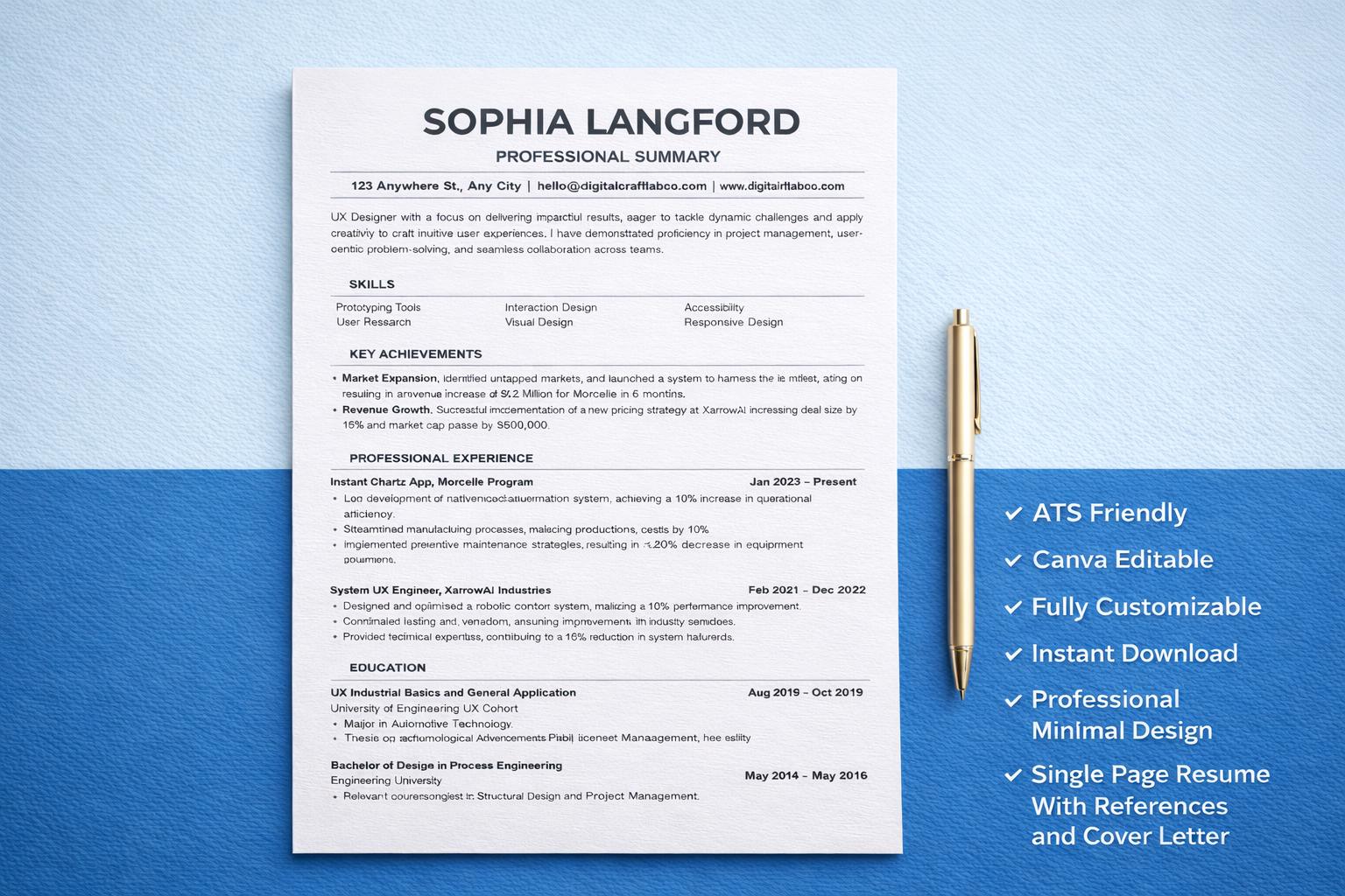 Canva Editable Clean Minimalist Resume Template | Creative CV Template ...