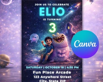 Canva Editable Elio Birthday Invitation Printable Card | Elio Birthday Invite | Instant Digital Download PDF