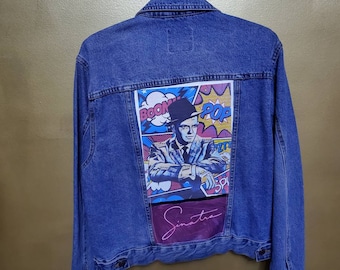 Handmade pop art comic Sinatra Jean Jacket custom made