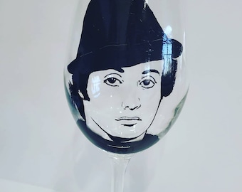 Hand painted Rocky wine glass