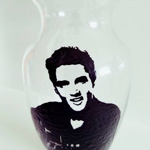 decorative Elvis Presley inspired hand painted glass vase custom image 1
