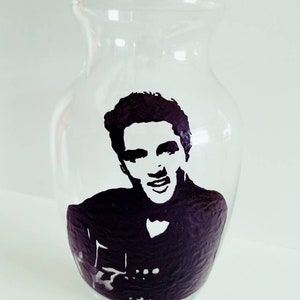 decorative Elvis Presley inspired hand painted glass vase custom image 2