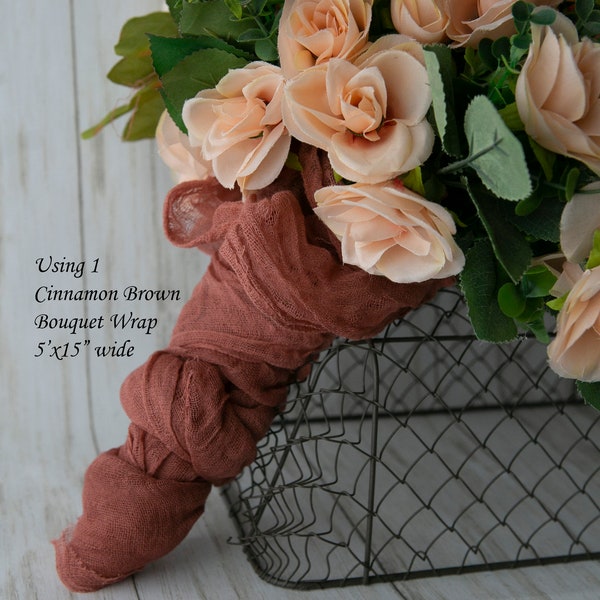 Bouquet Wrap for your Bridesmaid bouquets Any amount~5 feet x 15" wide Any Color 100% Cotton Gauze Cheesecloth Bouquet Wraps 5 feet long