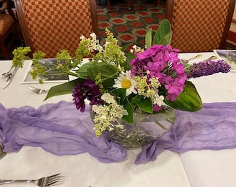 Hand Dyed 100% Cotton Cheesecloth Table Runner: Rustic Wedding Decor, Any Color