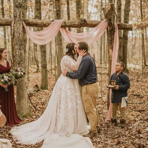 Wedding Arch Cheesecloth Dusty Pink Arbor Arch Chuppah WIDE  Weddings Special Events Decor Hand Dyed Scrim Cheesecloth Runner Length Choice