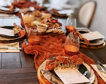 Cheesecloth Table Runner Rustic Orange  Boho Wedding 34"wide Runner Any Color Chic Rustic Weddings Special Events Farm Table 100% Cotton