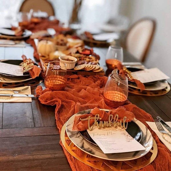 Cheesecloth Table Runner Rustic Orange  Boho Wedding 34"wide Runner Any Color Chic Rustic Weddings Special Events Farm Table 100% Cotton