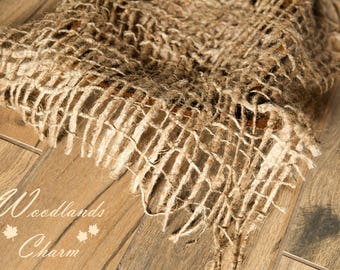 Rustic Woven Jute Burlap Layering Net for Baskets Newborn Prop Jute Netting Layering Piece Woodlands Rustic TextureNautical Prop Rope Layer