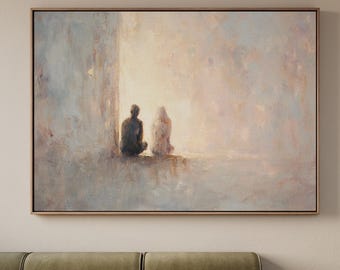 Impresión en lienzo de Reconciliación, Arte del Silencio Sagrado, Decoración religiosa para el hogar