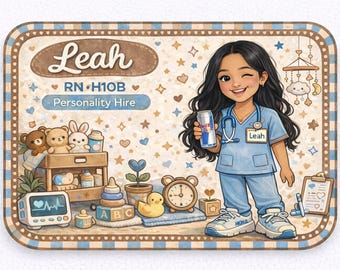 Cozy Storybook Nurse Badge Buddy Insert | Personalized Healthcare Name Tag with Custom Scene | RN CNA Gift | Massage Therapist Gift