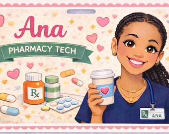 Classic Custom Nurse Badge Buddy Insert | Personalized Healthcare Name Tag with Icons + Props | RN Staff Gift | Dental Assistant Gift