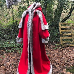 Wool with grey fur victorian Santa Claus Costume CHOICE OF COLOURS