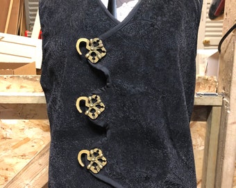 Waistcoat in black flock fabric