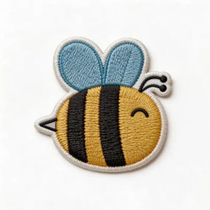 Cute Bumblebee Embroidered Patch, Kawaii Honey Bee Iron On Badge, Sweet Chibi Insect Applique, Nature Aesthetic Jacket Backpack Accessory