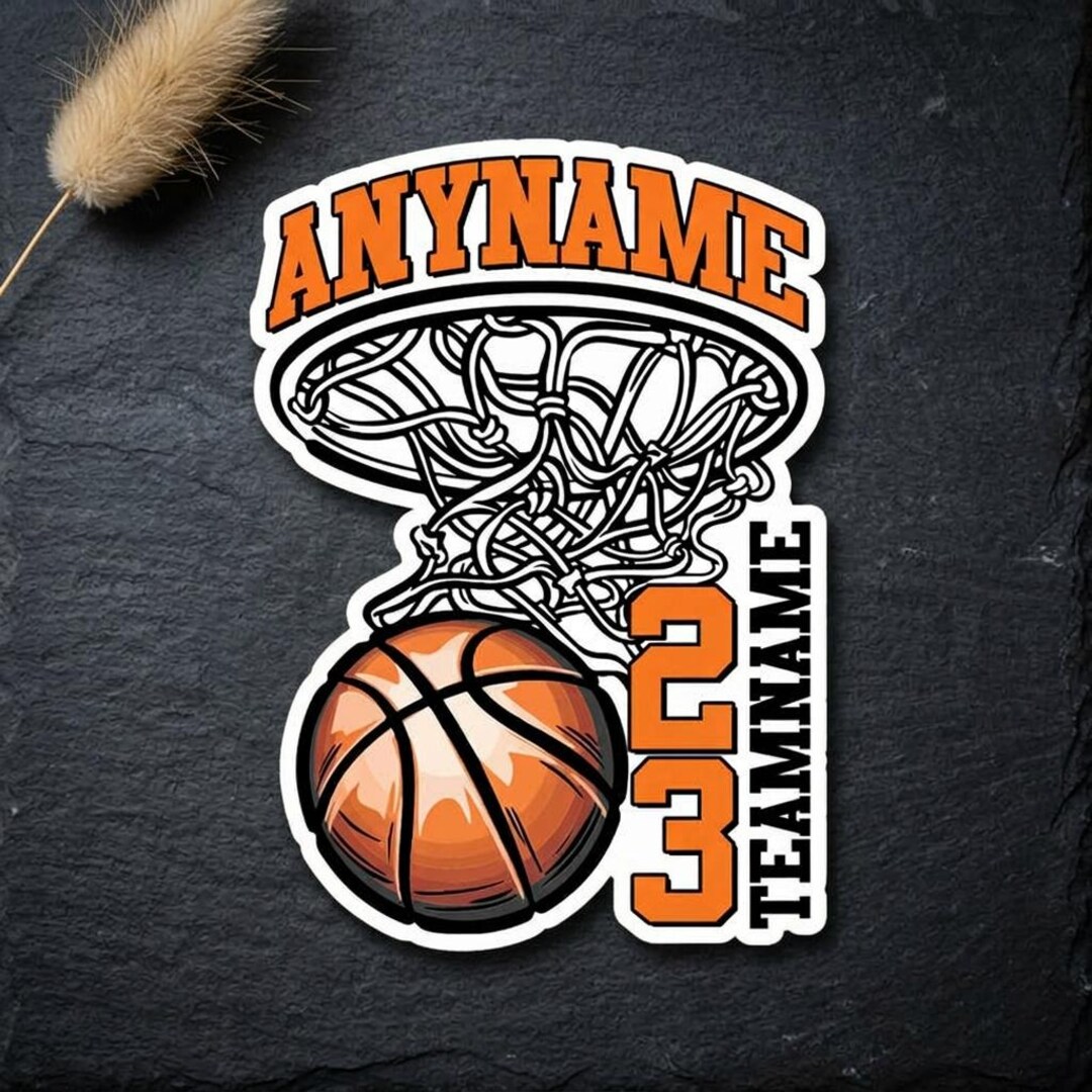 Custom Basketball Name Sticker, Personalized Hoop Decal, Team Number ...