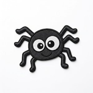 Cute Spider Embroidered Patch, Happy Spider Iron On Patch, Adorable Insect Applique, Kawaii Bug Badge, Small Spider Patch, Kids Clothing
