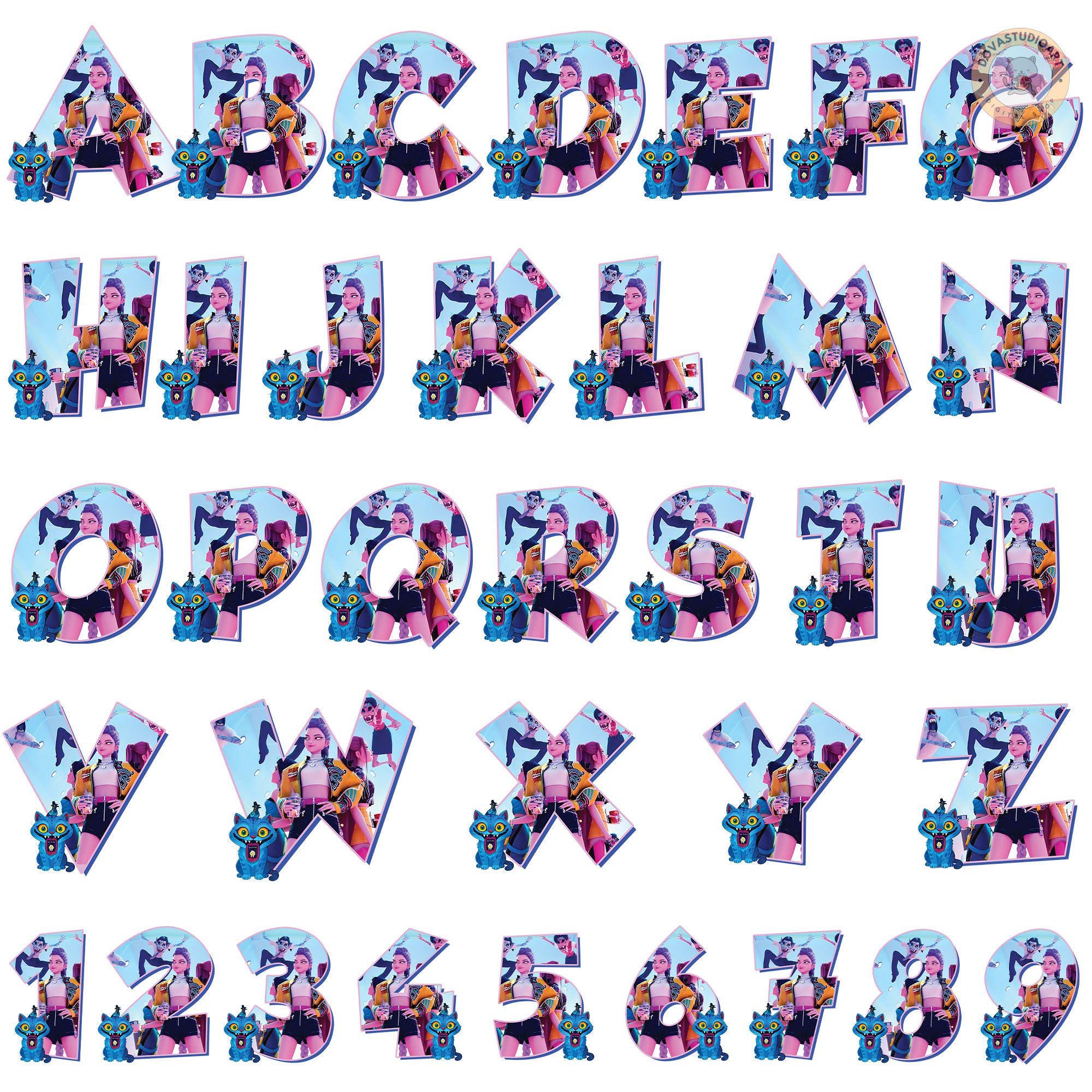 Huntrix Letters Png Bundle, 4 PNG Huntrix Alphabet, Kpop Demon Hunter ...