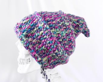 Crochet Pixie Beanie Hat: Colorful Slouchy Elf Style