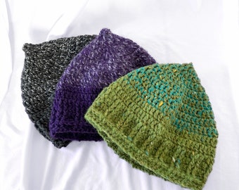 Crochet Pointy Beanie Hat: Wool Blend Pixie Elf Style