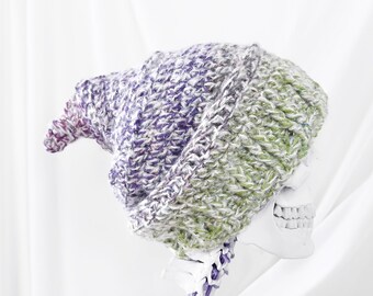 Crochet Pixie Beanie Hat: Mohair Blend, Slouchy Elf Style