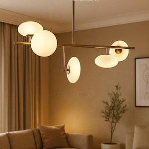 Lámpara de araña Sputnik moderna de latón, lámpara de techo lineal con forma de flecha, apliques de techo retro de mediados de siglo para dormitorio y comedor.