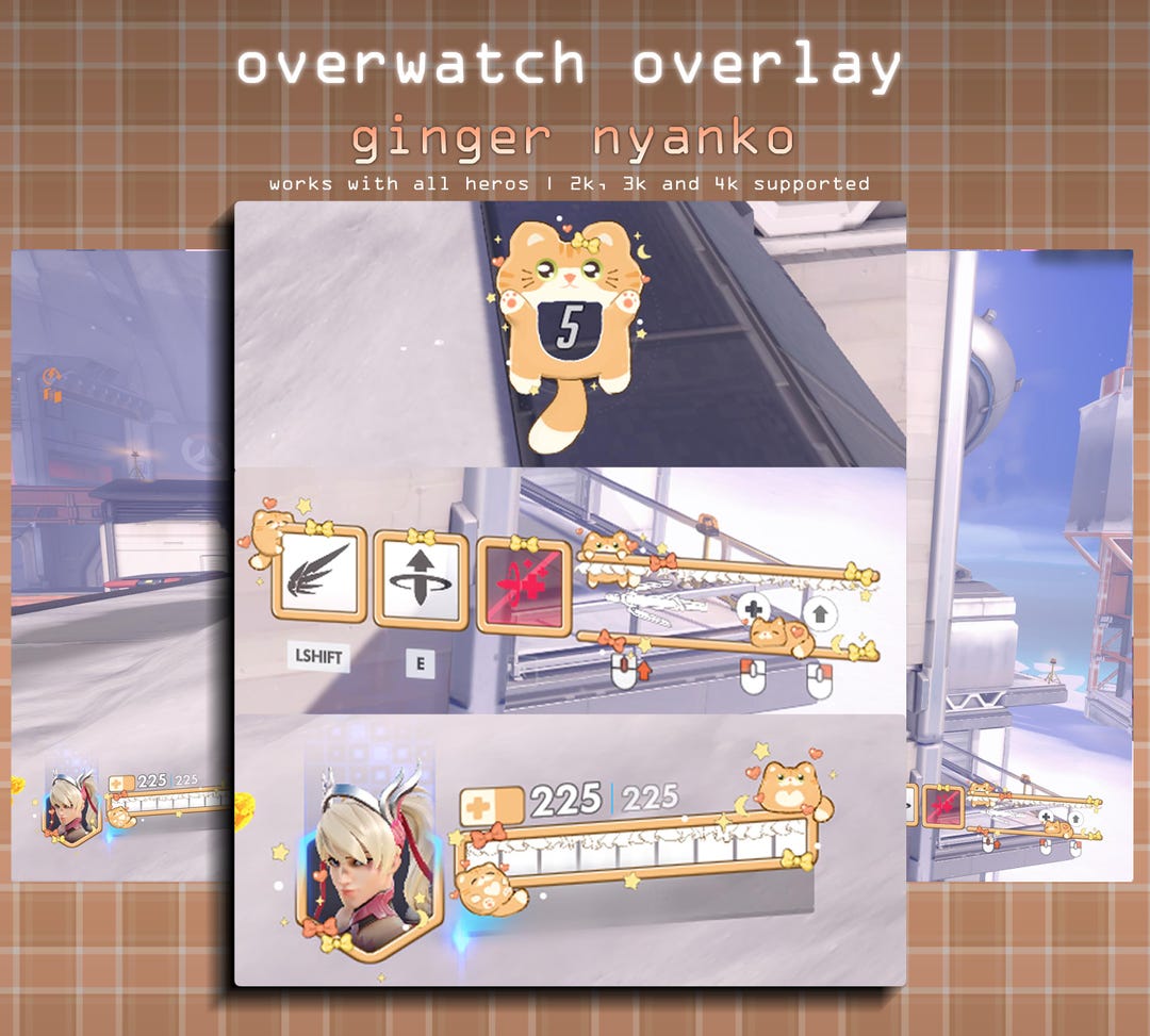 Ginger Stream Ginger Nyanko Overwatch HUD Overlay Pack | Stream Assets | OBS ...