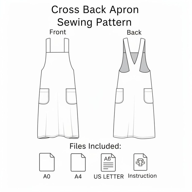 Cross-back Apron Sewing Pattern, Japanese Pinafore Style, Beginner ...