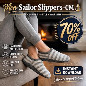 Men's Sailor Slippers Sewing Pattern | Knit House Shoes Tutorial (PDF Download)