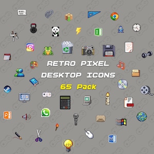 Iconos de escritorio de estilo pixel art retro para Windows y Mac: tema de los 90