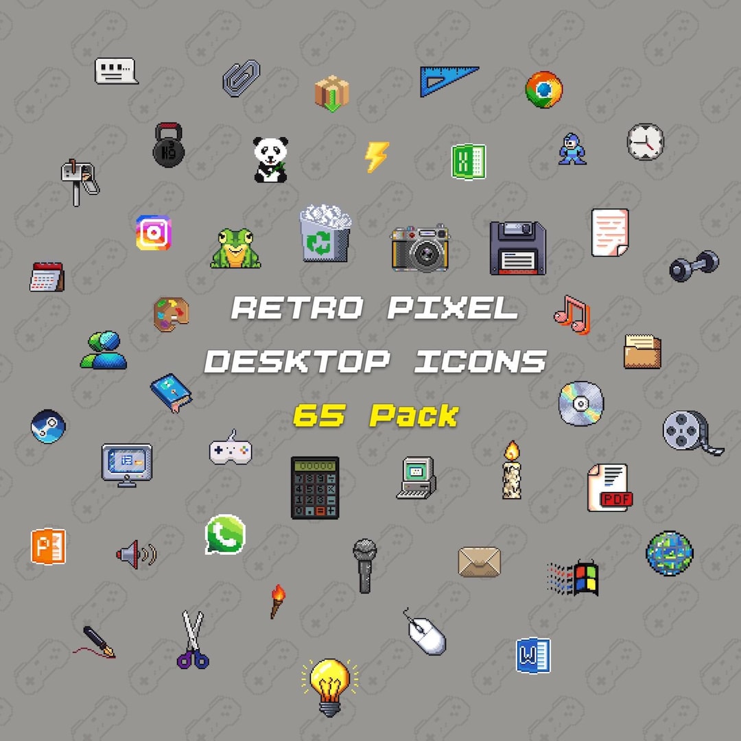 Retro Pixel Art Desktop Icons for Windows and Mac - 90s Computer Theme ...