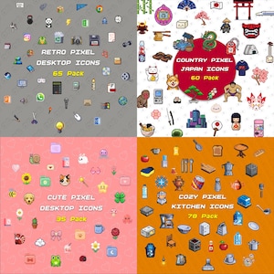 Ultimate Pixel Art Mega Bundle (220+ Icons) - Desktop Folders, Emotes, Twitch Badges, Game Assets