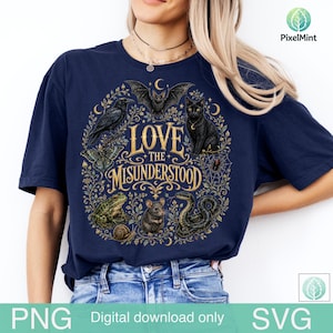 Love The Misunderstood PNG: Bat Raven Cat Snake Spider Moth Frog Gothic Nature Lover png Wildlife Clipart (Digital Download)