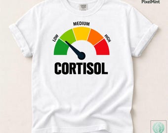 Meme de niveles bajos de cortisol PNG: Humor divertido, medidor de estrés, alivio de la ansiedad PNG, diseño sarcástico de salud mental (descarga digital)