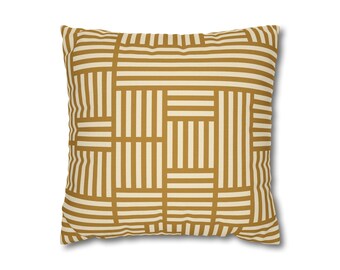 パラレル - 黄土色とクリーム色の抽象柄ピローケース モダンな装飾クッションカバー