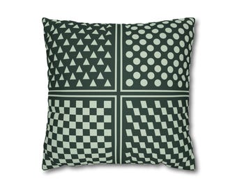 Konwergencja - poszewka na poduszkę z abstrakcyjnym wzorem lasu i szałwii Nowoczesna dekoracyjna poszewka na poduszkę