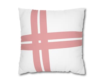 Intersect - ローズとホワイトの抽象柄ピローケース モダンな装飾クッションカバー