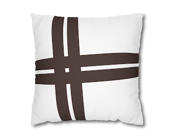 Intersect - 温かみのあるココアとホワイトの抽象柄ピローケース モダンな装飾クッションカバー