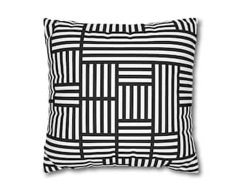 パラレル - 白黒抽象柄枕カバー モダンな装飾クッションカバー