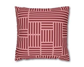 パラレル - ローズとクリムゾンの抽象柄ピローケース モダンな装飾クッションカバー