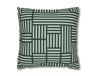 パラレル - 森とセージの抽象柄ピローケース モダンな装飾クッションカバー