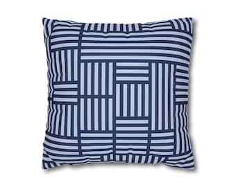 パラレル - ウルトラマリンとパウダーブルーの抽象柄ピローケース モダンな装飾クッションカバー