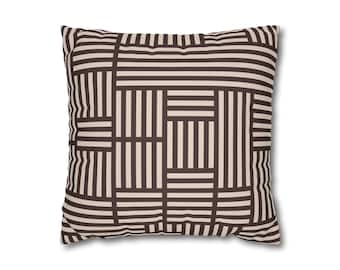 パラレル - 温かみのあるココアとベージュの抽象柄ピローケース モダンな装飾クッションカバー