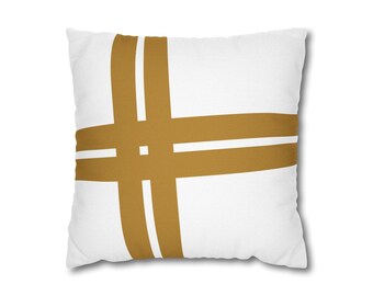 Intersect - 黄土色と白の抽象柄ピローケース モダンな装飾クッションカバー