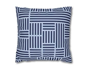 パラレル - パウダーブルーとウルトラマリンの抽象柄ピローケース モダンな装飾クッションカバー